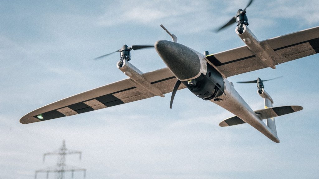 Trinity Pro taking off with Qube 630 LiDAR payload